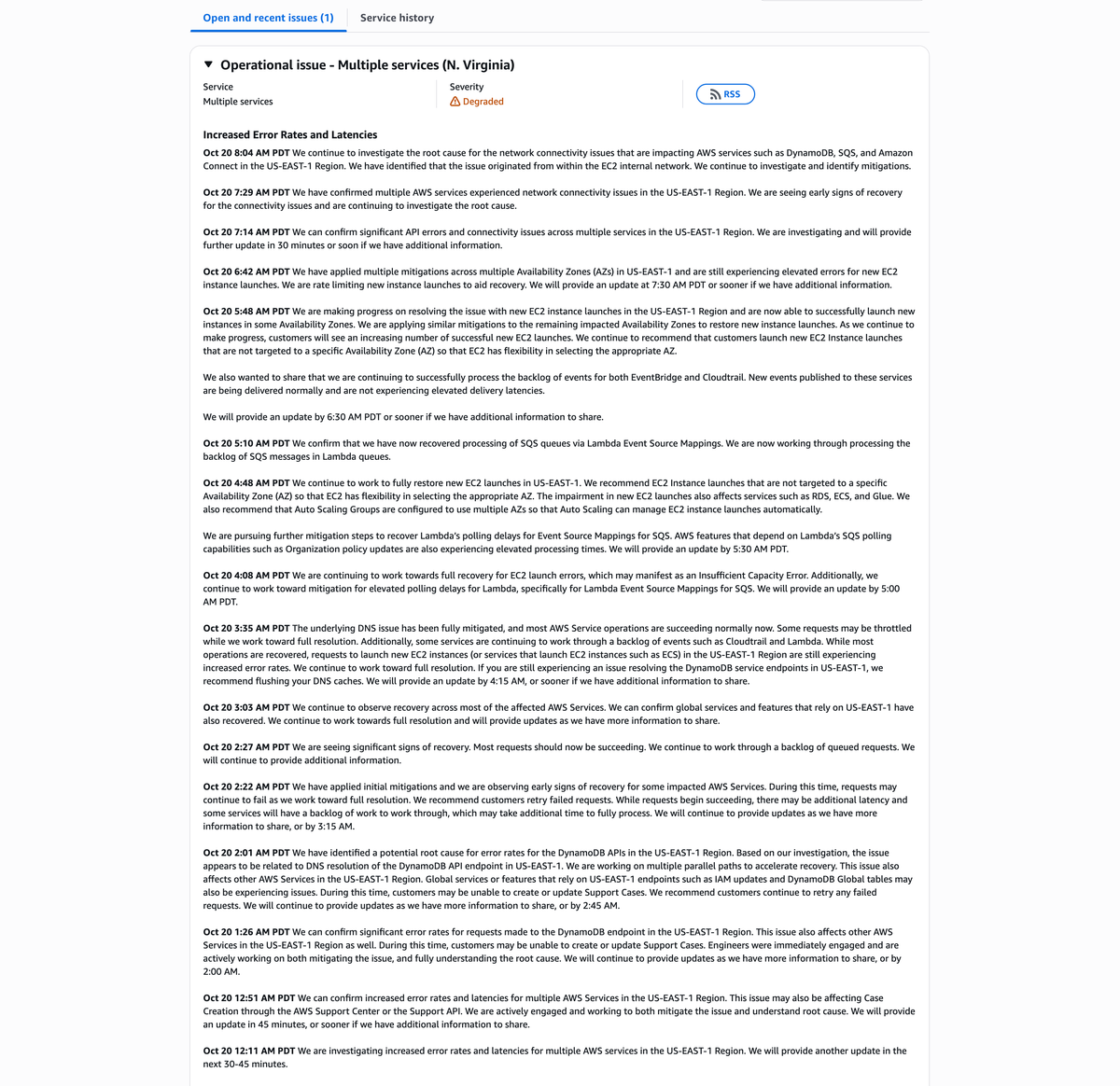 ⚙️ AWS US-EAST-1 Outage: Full Recovery Underway After EC2 Network Root Cause Identified