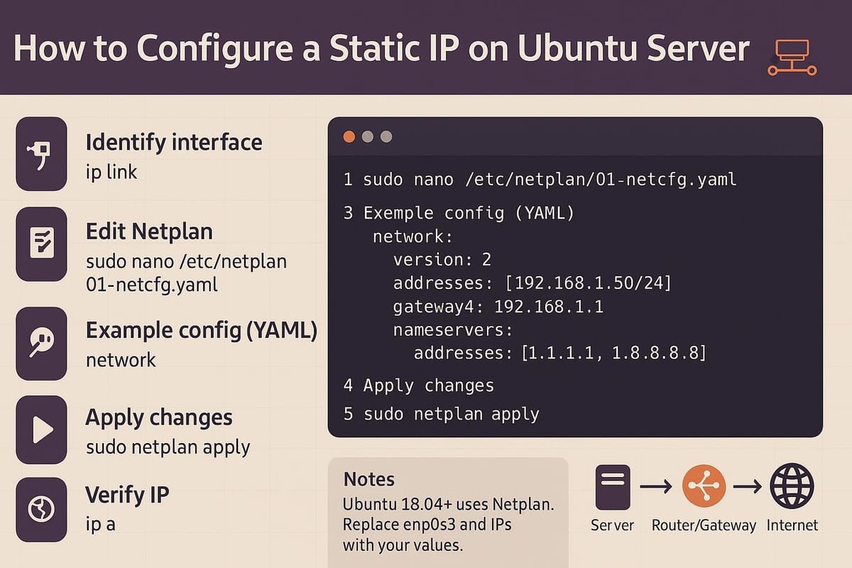 How to Configure a Static IP on Ubuntu Server