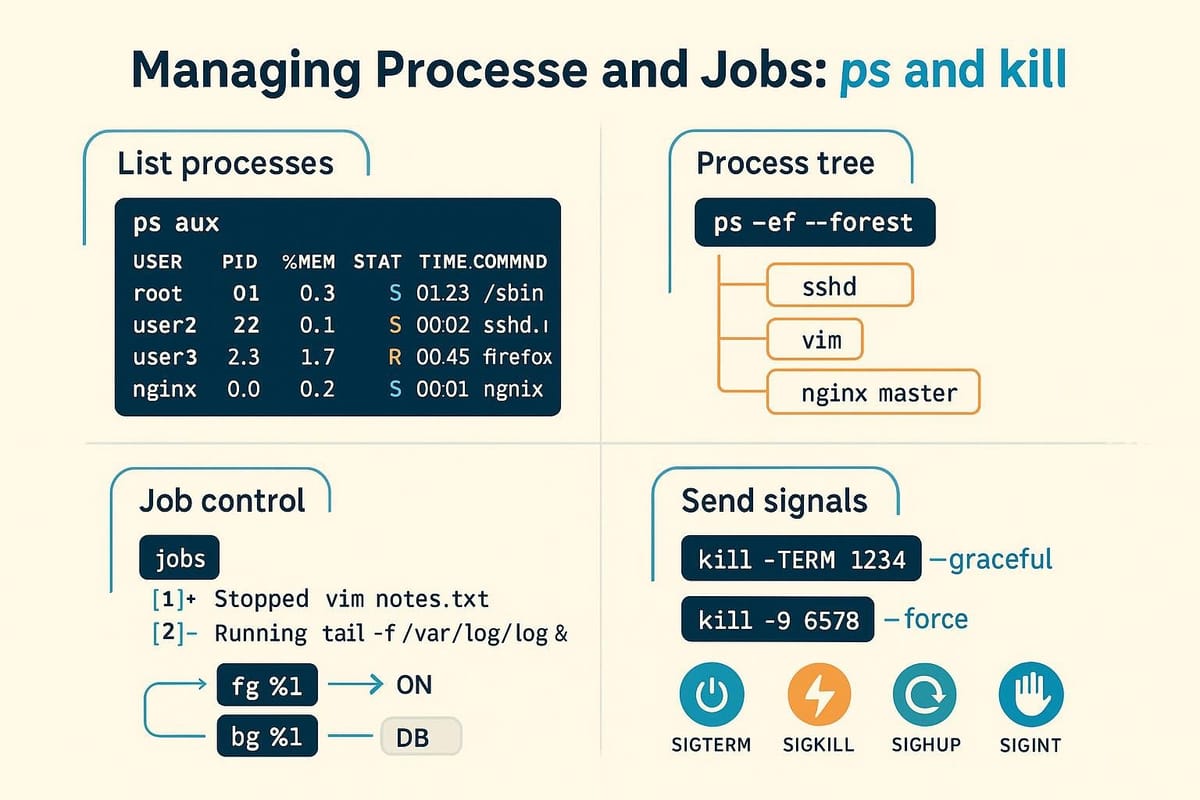 Managing Processes and Jobs Using ps and kill