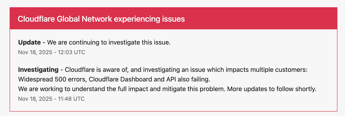 Cloudflare Confirms Global Network Issues: Company Is Investigating Ongoing Outage