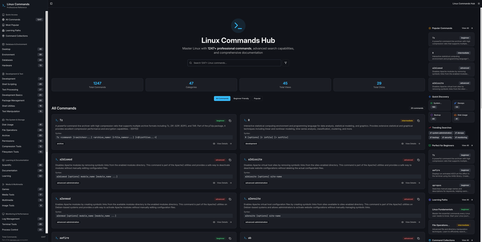 Introducing Linux Commands Hub – Your Complete Linux Command Reference and Search Platform